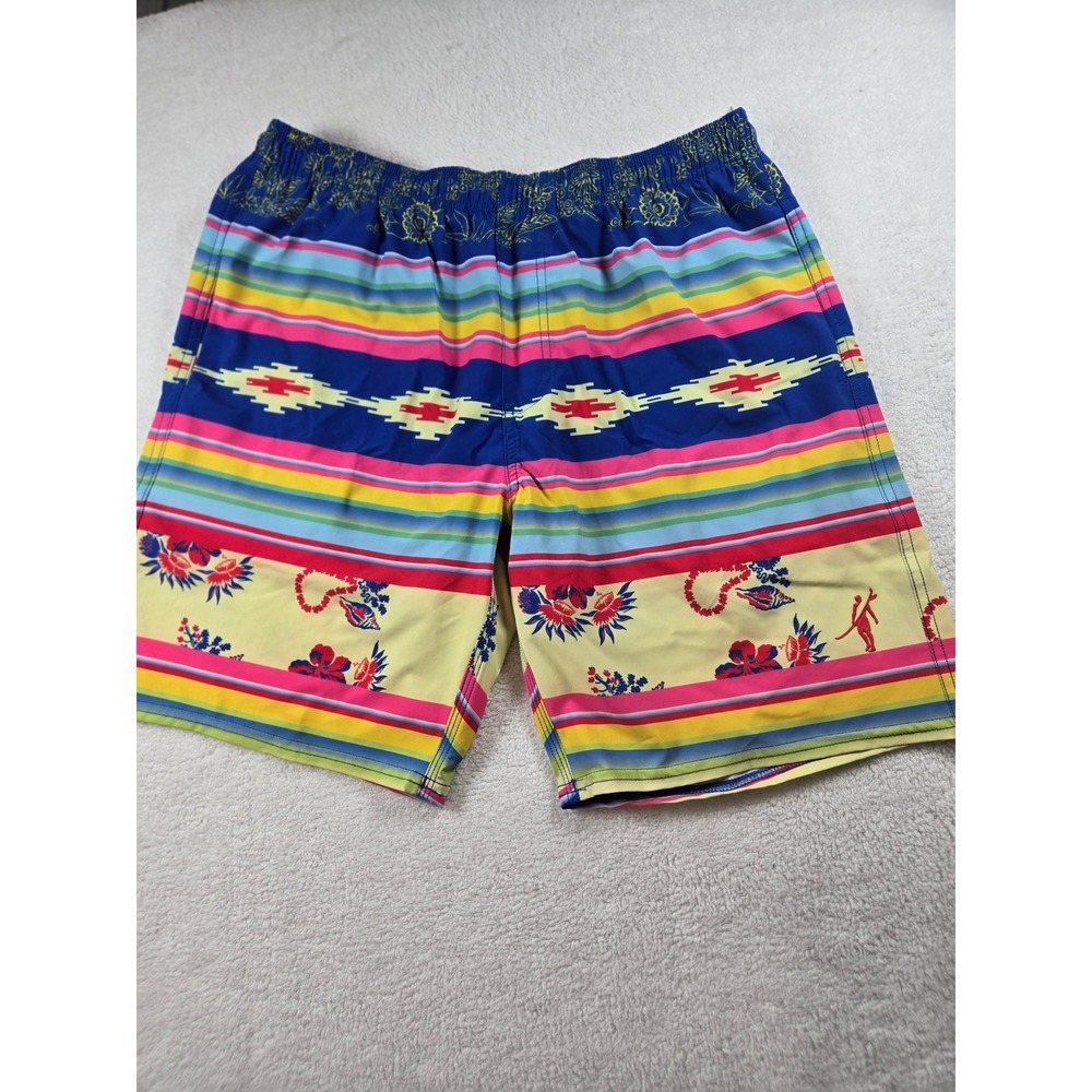 Toes on the Nose Mens XL Board Shorts Striped Floral Southwestern Swim Trunks